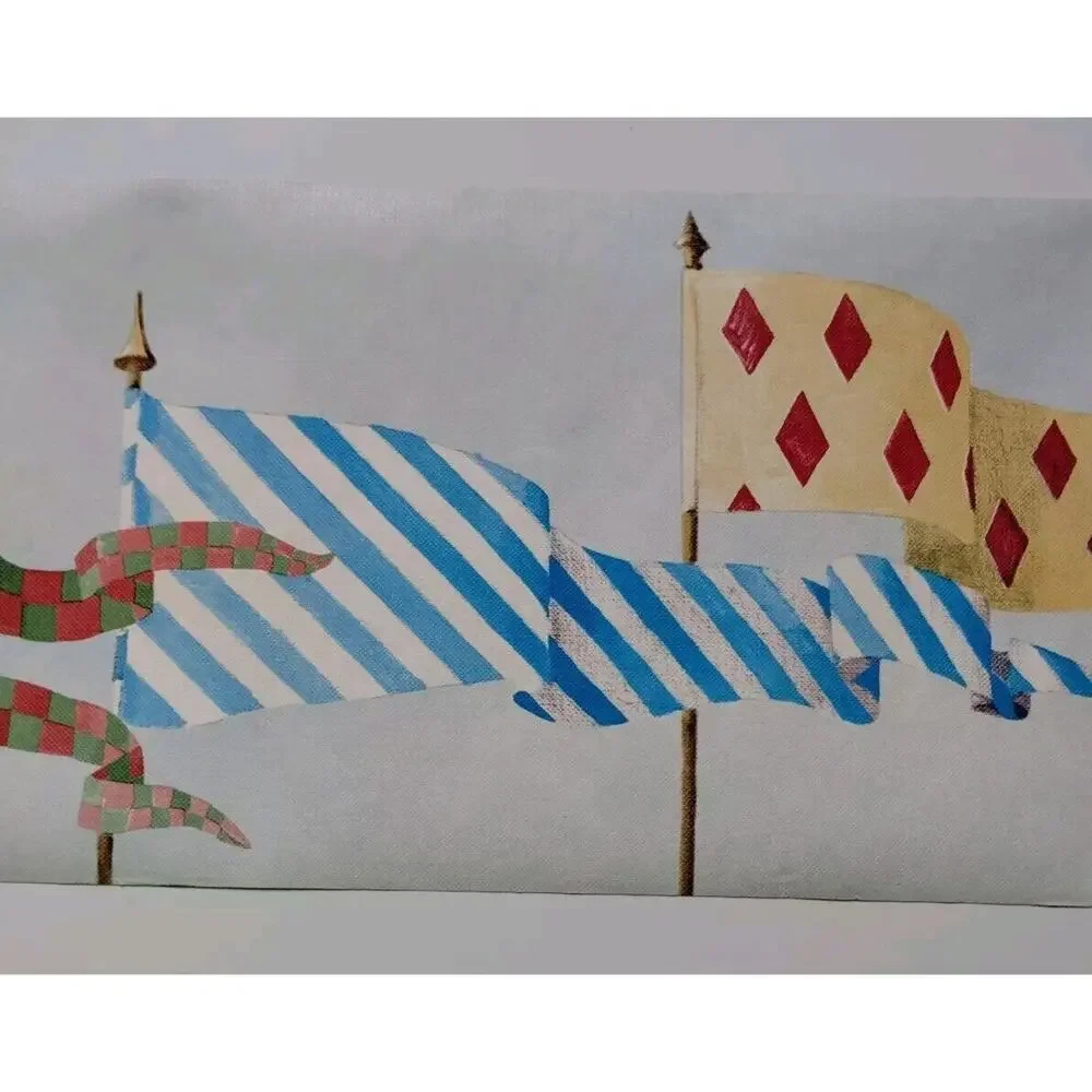 York Pre-pasted Decorative Border - 5yds - Light Blue Background - Medieval Flag